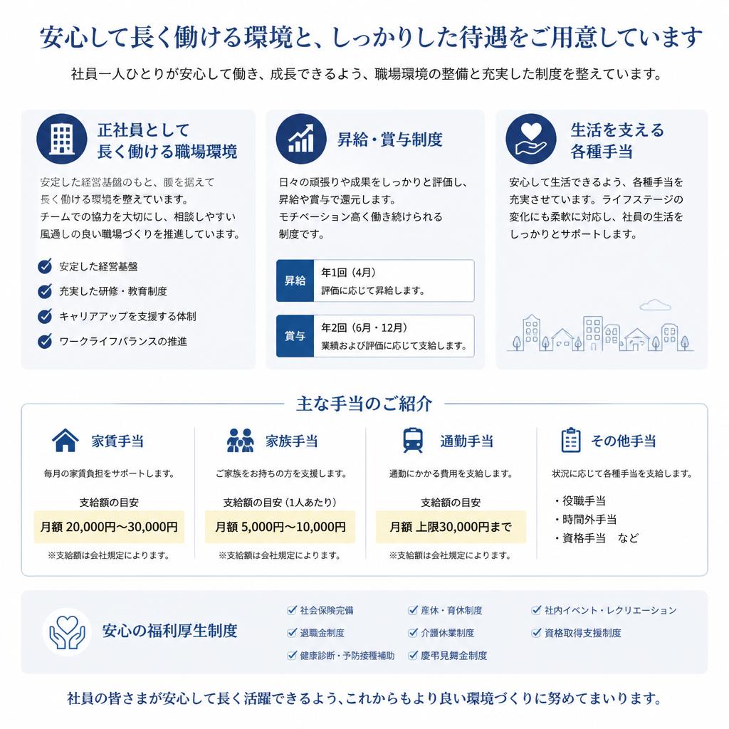 働きやすい環境と充実の給与制度